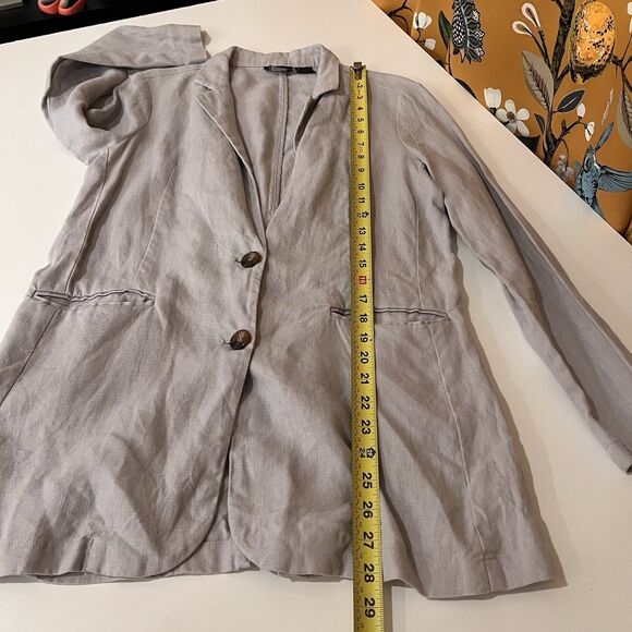 Tahari 100% Linen Unstructured Button Front Womens Blazer Jacket SIZE XS - Picture 6 of 6